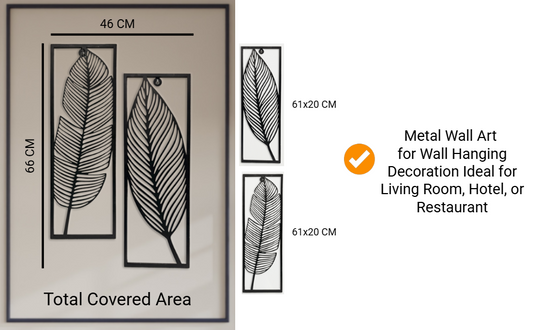 Metal Leafs Wall Decor, Matte Black