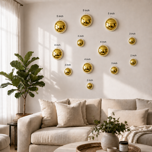 Modern Gold Wall Art – 12-Piece Electroplated Balls