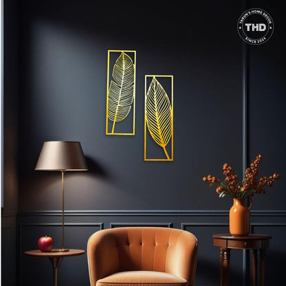 Metal Leafs Wall Decor Matte Gold