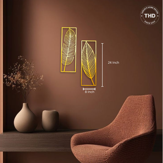 Metal Leafs Wall Decor Matte Gold