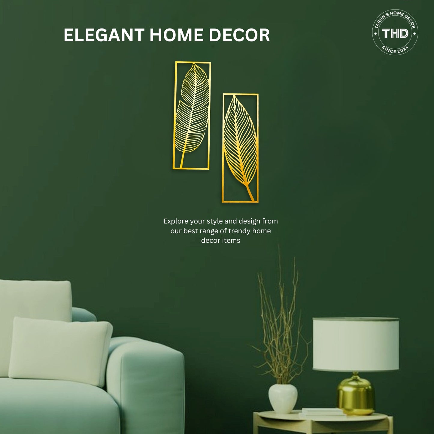 Metal Leafs Wall Decor Matte Gold