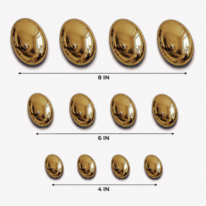 Gold Stainless Steel Pebble Wall Decor Set of 12 | Luxury 3D Mirror Finish Metal Wall Art | Modern Decorative Wall Sculpture for Living Room, Bedroom, Hallway & Office | 4 x 8", 4 x 6", 4 x 4" (Copy)