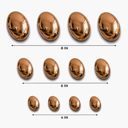 Rose Gold Stainless Steel Pebble Wall Decor Set of 12 | Luxury 3D Mirror Finish Metal Wall Art | Modern Decorative Wall Sculpture for Living Room, Bedroom, Hallway & Office | 4 x 8", 4 x 6", 4 x 4"