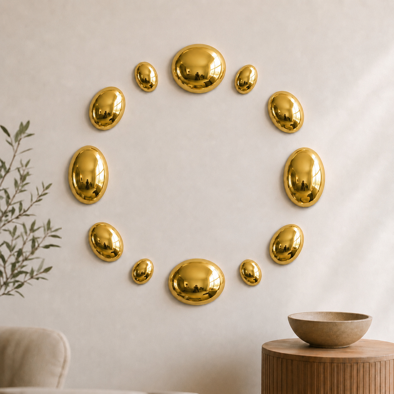Gold Stainless Steel Pebble Wall Decor Set of 12 | Luxury 3D Mirror Finish Metal Wall Art | Modern Decorative Wall Sculpture for Living Room, Bedroom, Hallway & Office | 4 x 8", 4 x 6", 4 x 4" (Copy)
