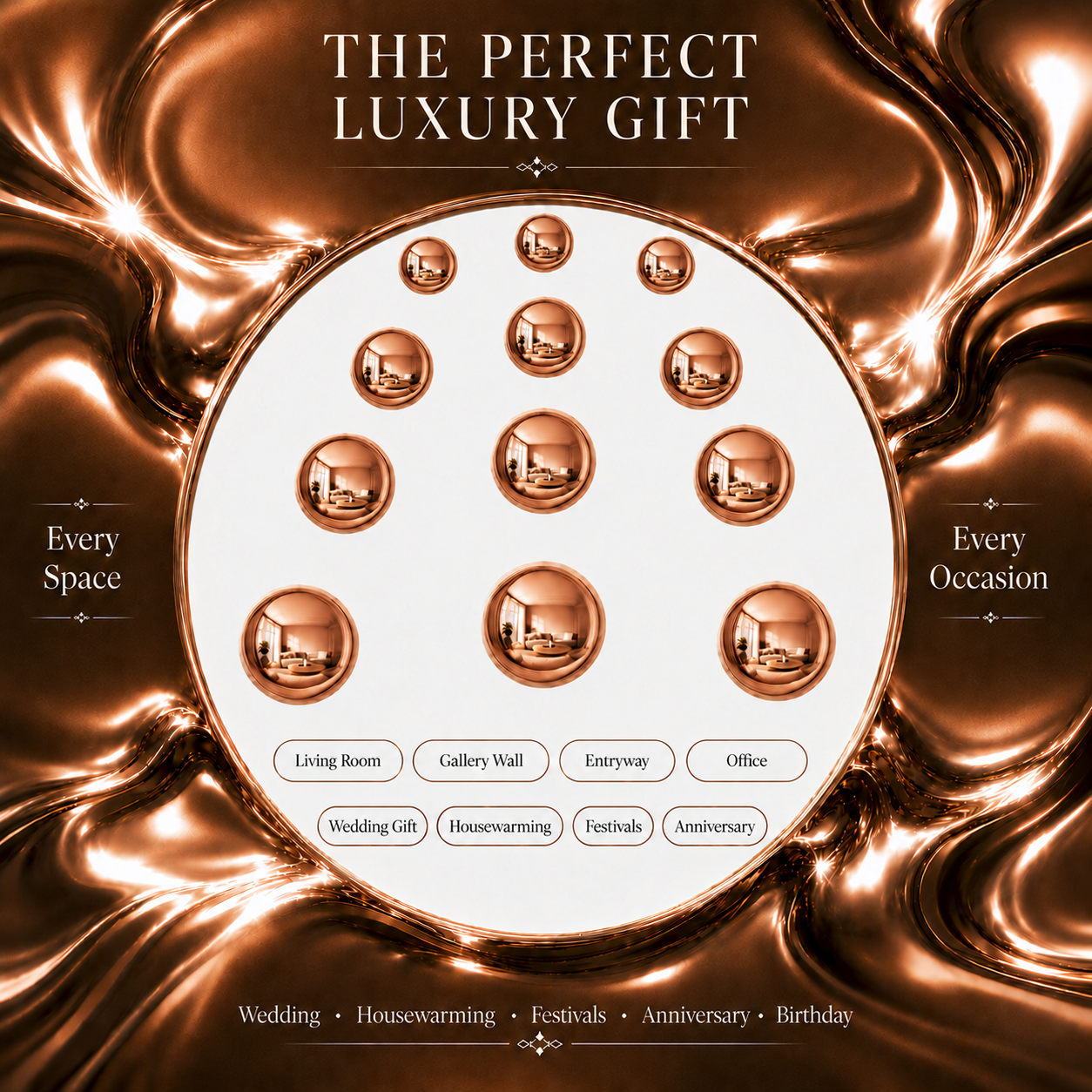 Modern Rose Gold Wall Art – 12-Piece Electroplated Balls