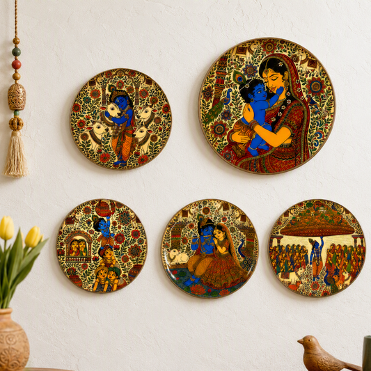 Radha Krishna & Krishna Leela Decorative Metal Wall Plates