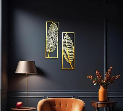 Metal Leafs Wall Decor Matte Gold