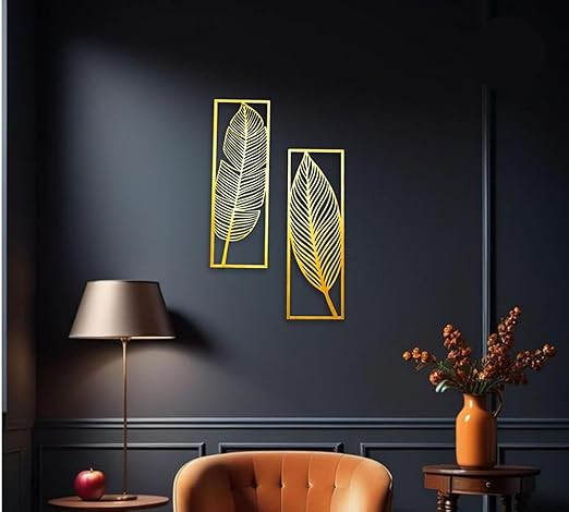 Metal Leafs Wall Decor Matte Gold