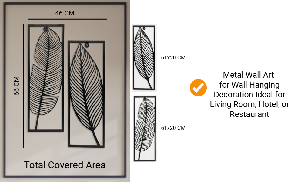 Metal Leafs Wall Decor, Matte Black