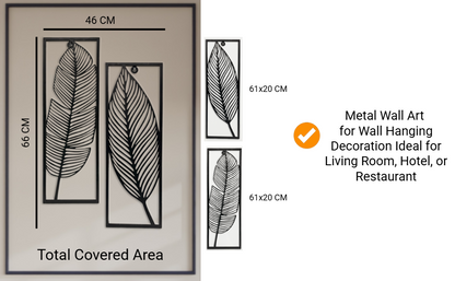 Metal Leafs Wall Decor, Matte Black