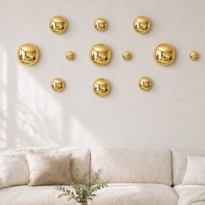 Modern Gold Wall Art – 12-Piece Electroplated Balls