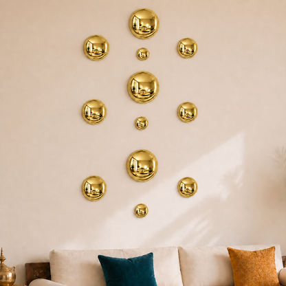 Modern Gold Wall Art – 12-Piece Electroplated Balls