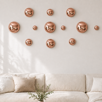 Modern Rose Gold Wall Art – 12-Piece Electroplated Balls