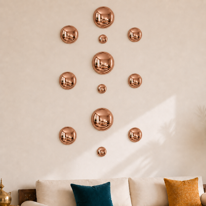 Modern Rose Gold Wall Art – 12-Piece Electroplated Balls