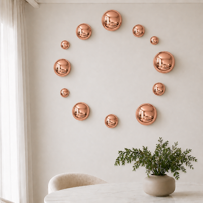 Modern Rose Gold Wall Art – 12-Piece Electroplated Balls