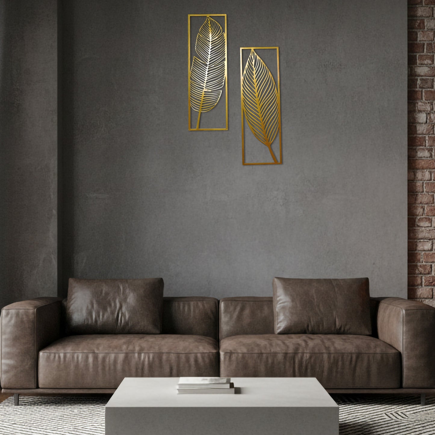 Metal Leafs Wall Decor Matte Gold