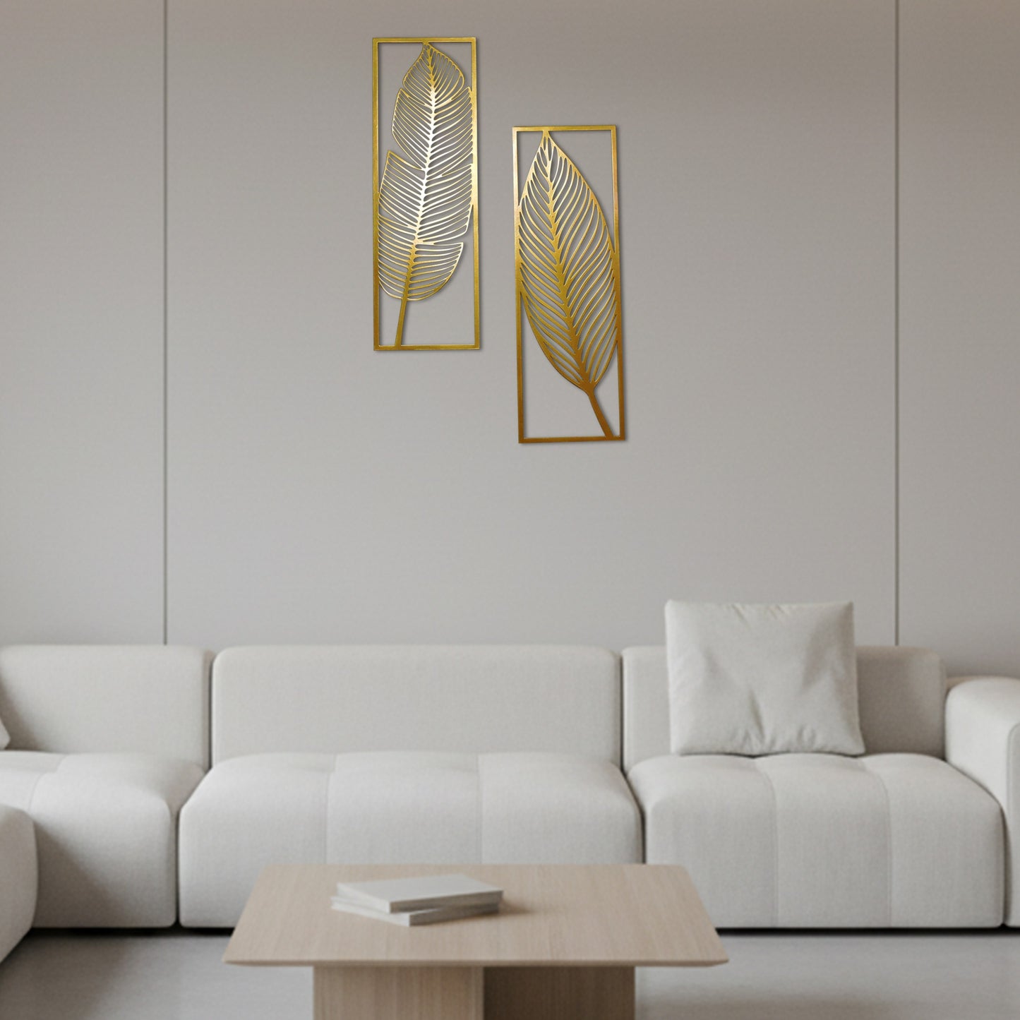 Metal Leafs Wall Decor Matte Gold