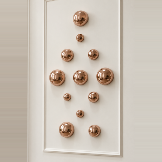 Rose Gold PVD Ball Wall Decor – Set of 12