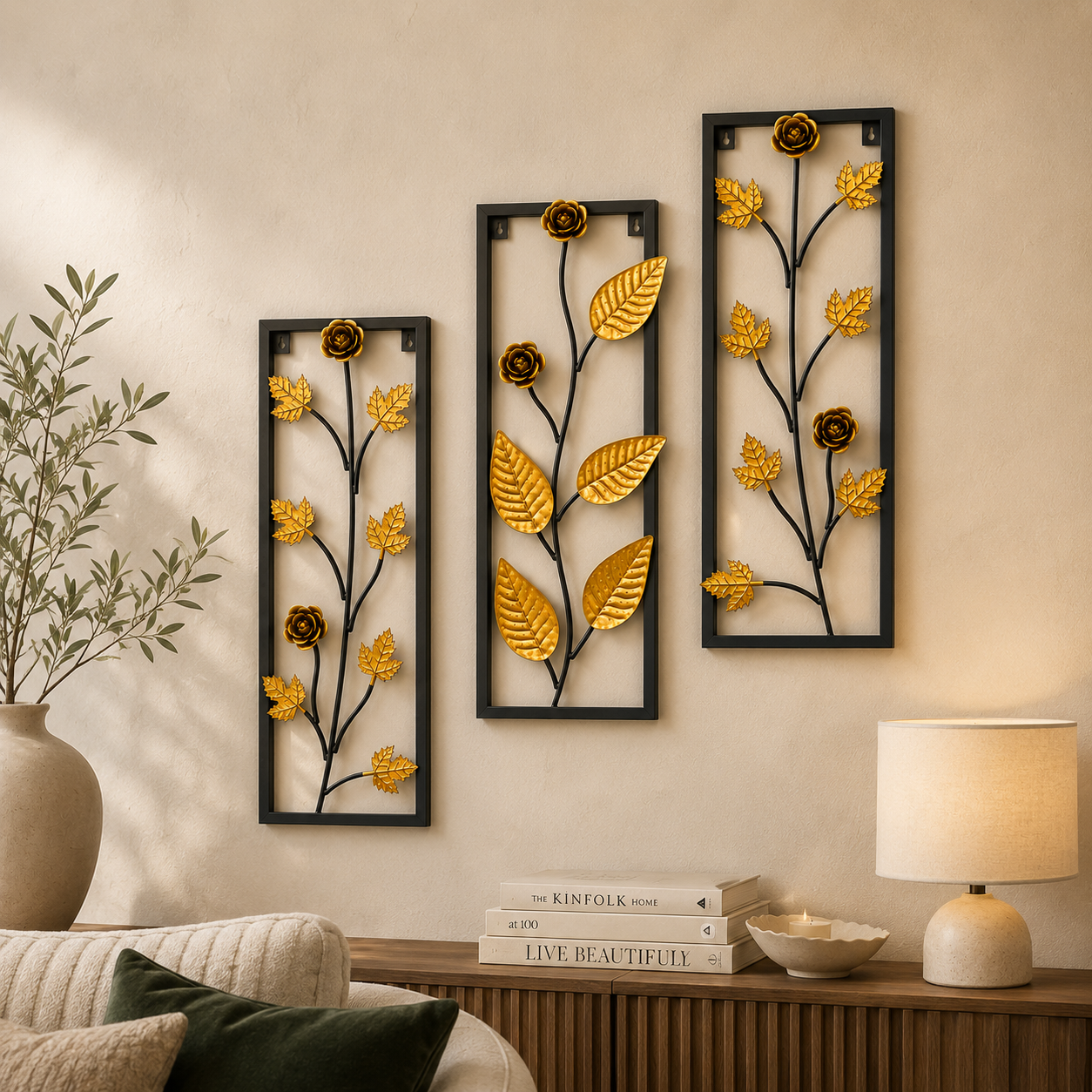 Iron Floral Leaf Wall Art Panels
