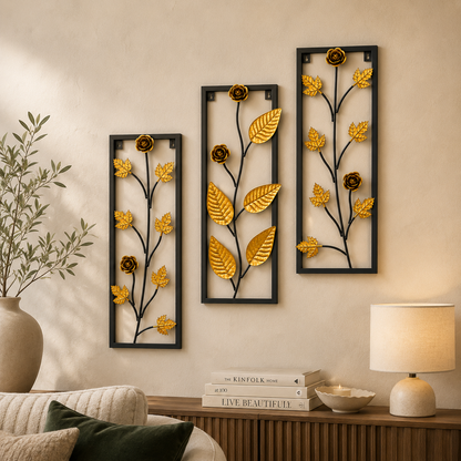 Iron Floral Leaf Wall Art Panels