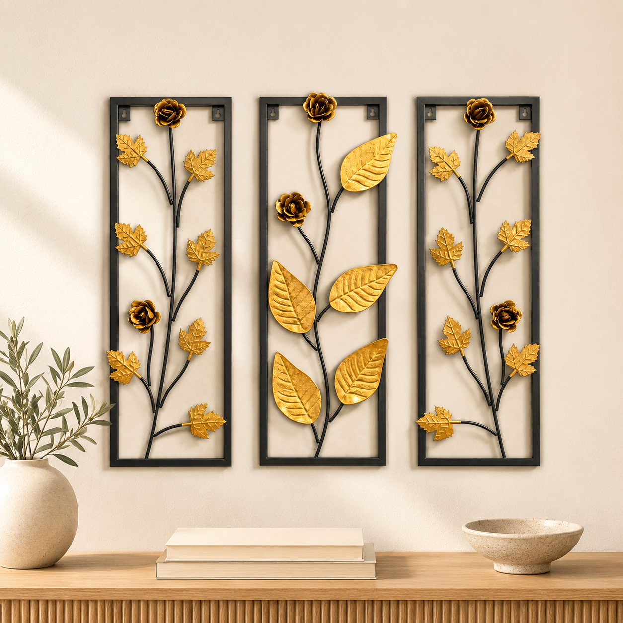 Iron Floral Leaf Wall Art Panels