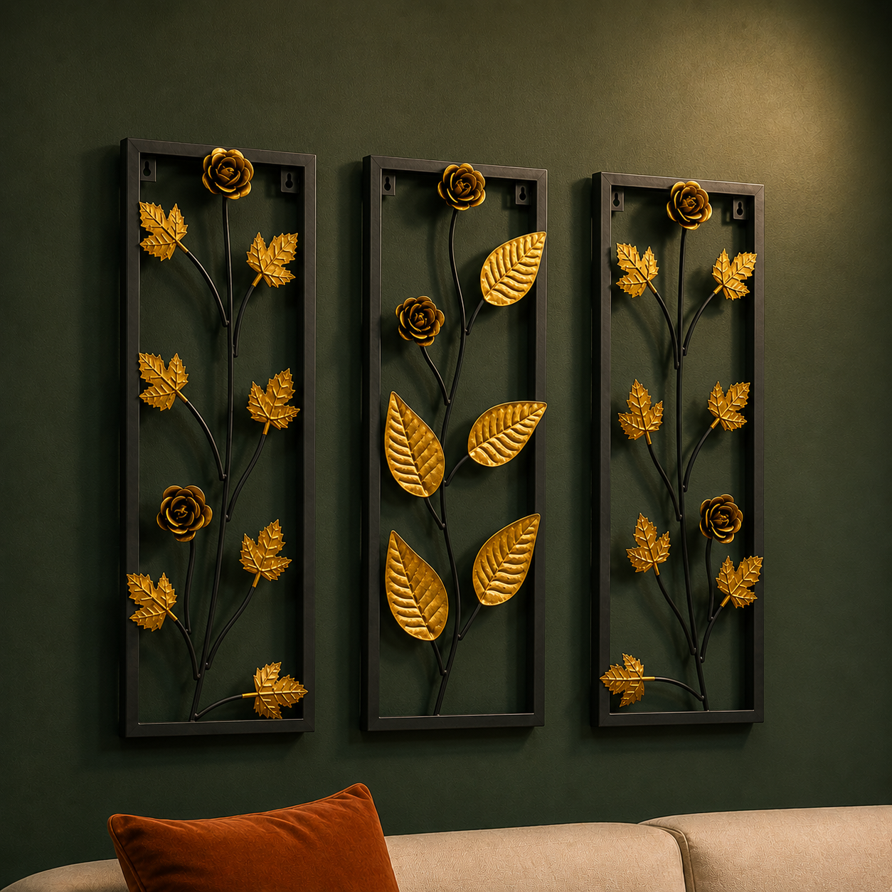 Iron Floral Leaf Wall Art Panels