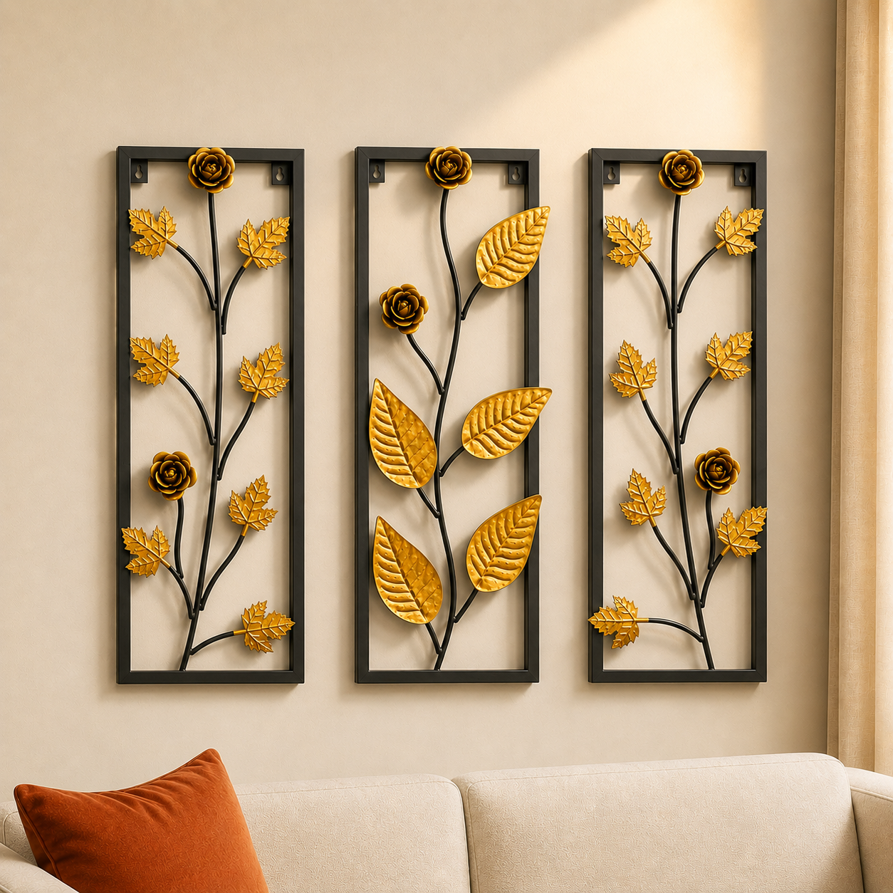 Iron Floral Leaf Wall Art Panels