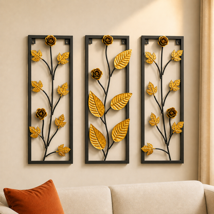 Iron Floral Leaf Wall Art Panels