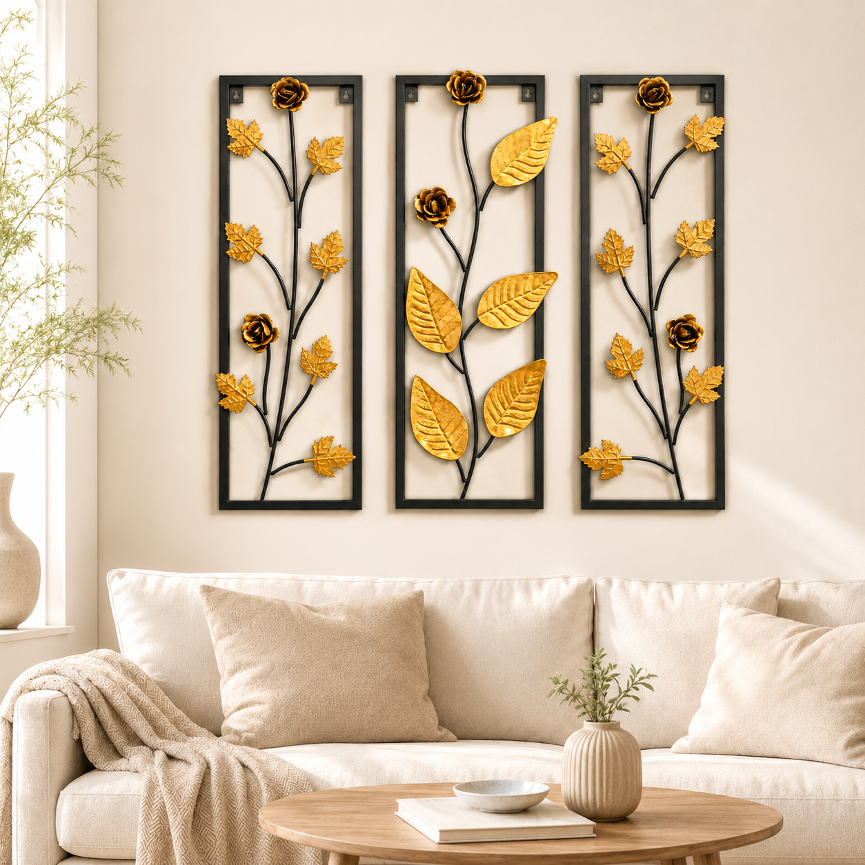 Iron Floral Leaf Wall Art Panels