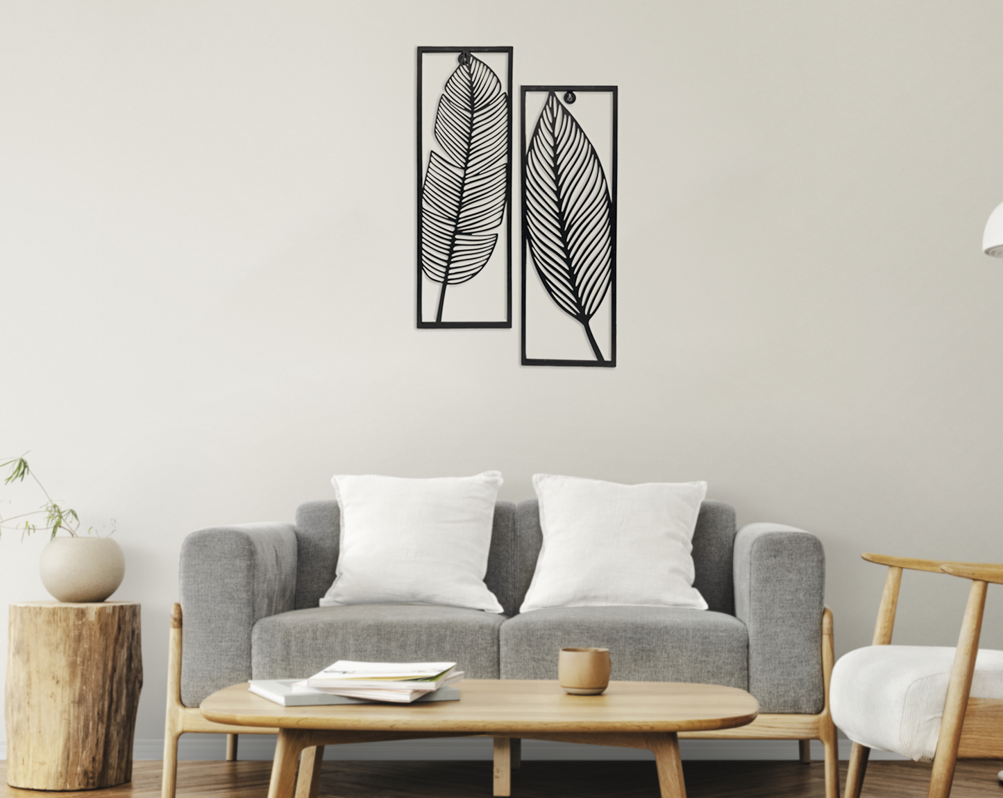 Metal Leafs Wall Decor, Matte Black