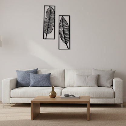 Metal Leafs Wall Decor, Matte Black