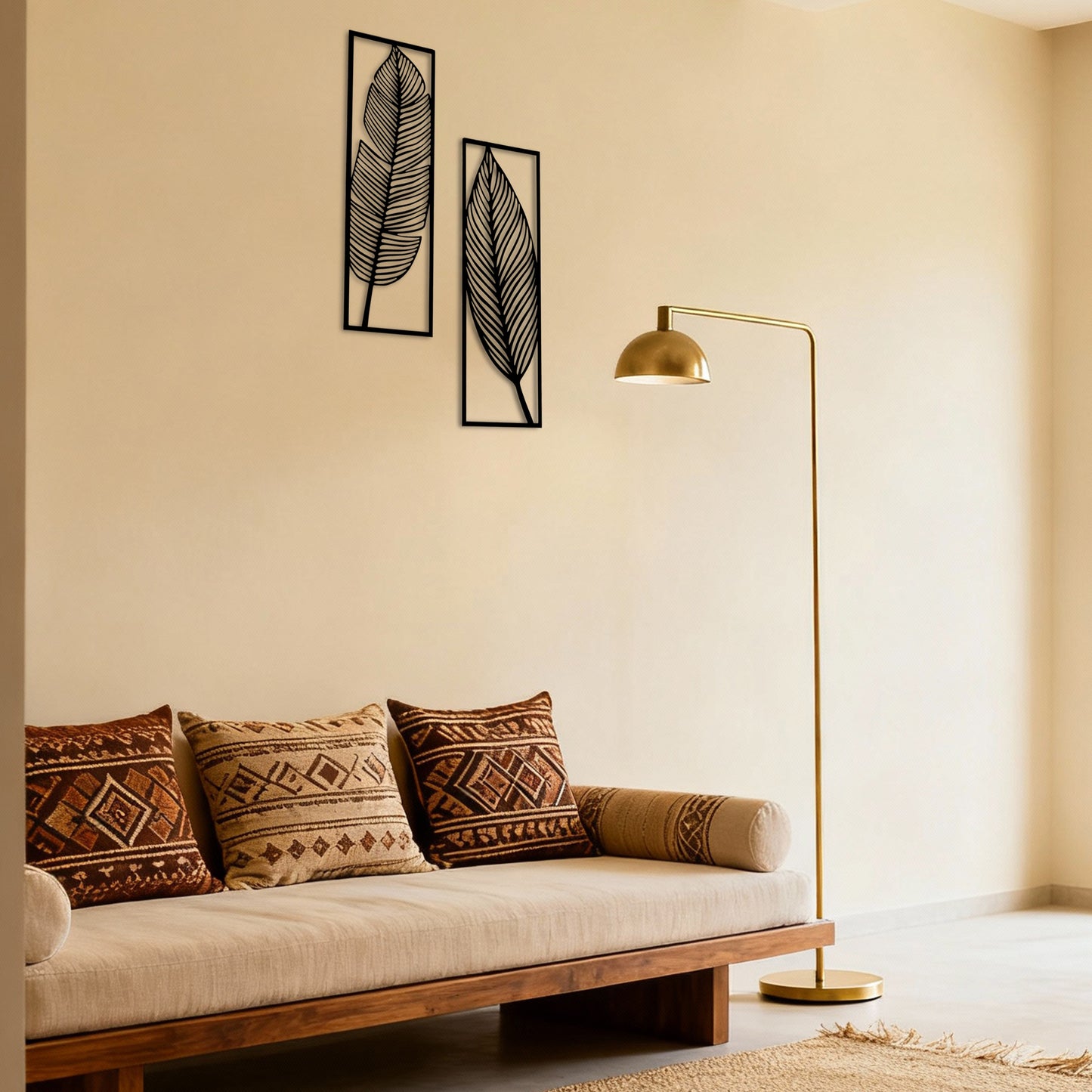 Metal Leafs Wall Decor, Matte Black