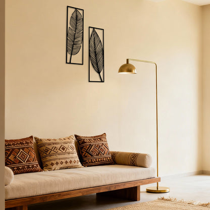 Metal Leafs Wall Decor, Matte Black
