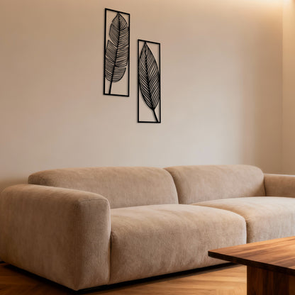 Metal Leafs Wall Decor, Matte Black