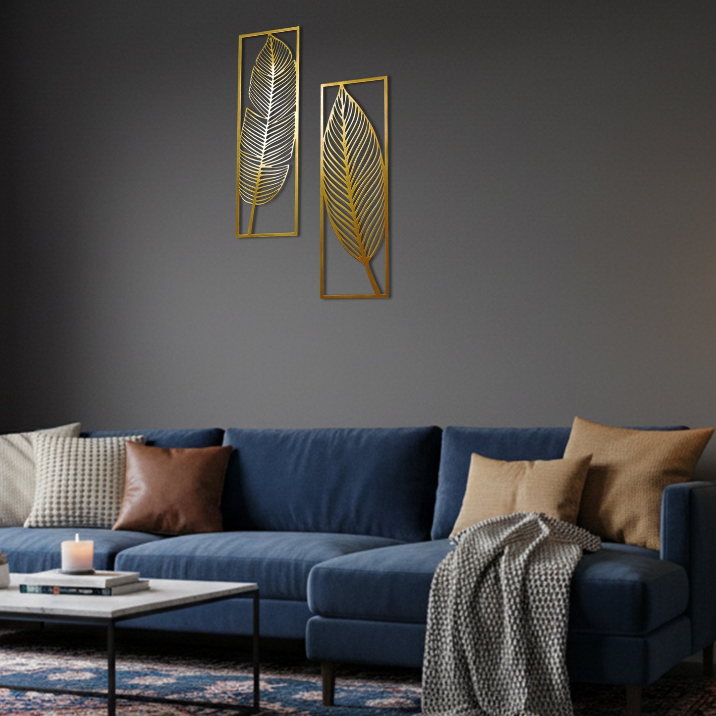 Metal Leafs Wall Decor Matte Gold