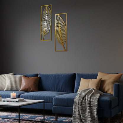 Metal Leafs Wall Decor Matte Gold